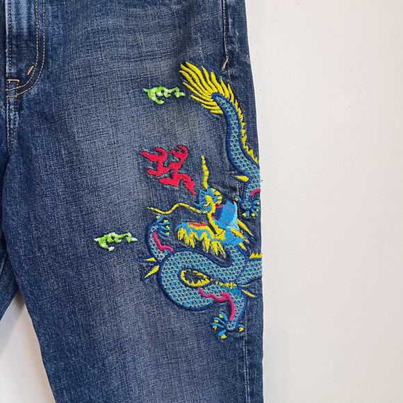 Lauren Ralph Lauren Womens Jeans Size 10 Embroidery Dragon Boho Classic Straight - Picture 4 of 7